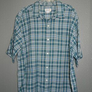 Carhartt Mens Greenish Blueish Plaid Button Down Short Sleeve Shirt Size XXL